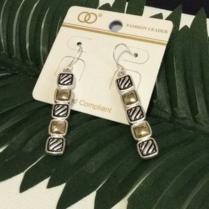 Gold, Silver & Black Metal Earrings
